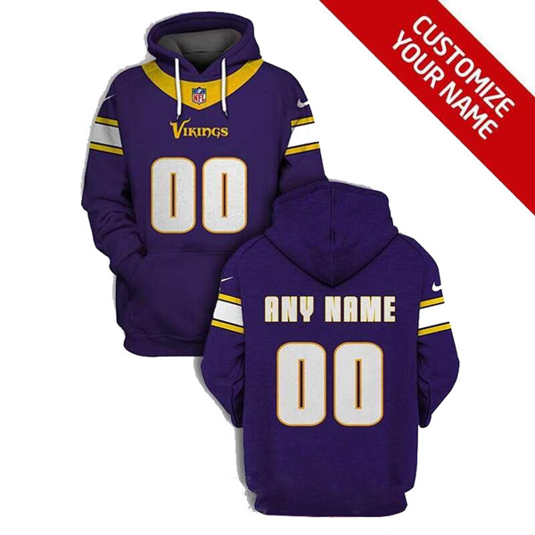 Men's Minnesota Vikings Customized Purple To Service Sideline Performance Pullover Hoodie Men's Minnesota Vikings Customized Purple To Service Sideline Performance Pullover Hoodie